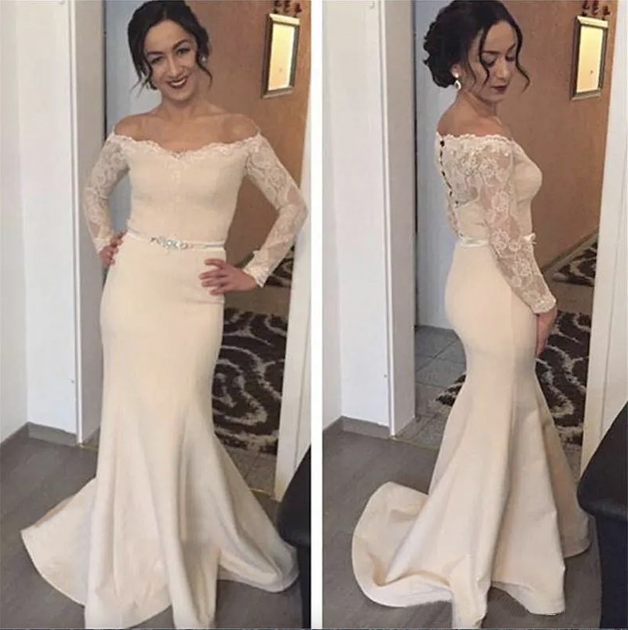 Cheap Noble Lace Appliques Bridesmaid Dress Wedding Ceremony Mermaid Long Sleeve Formal Maid of Honor Gown Plus Size Custom Made