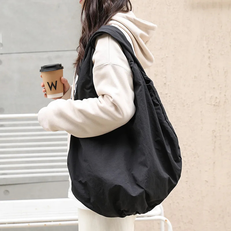Womens large tote bag casual pleated womens shoulder bag canvas vagrant handbag big cloud shopping wallet clutch 241122