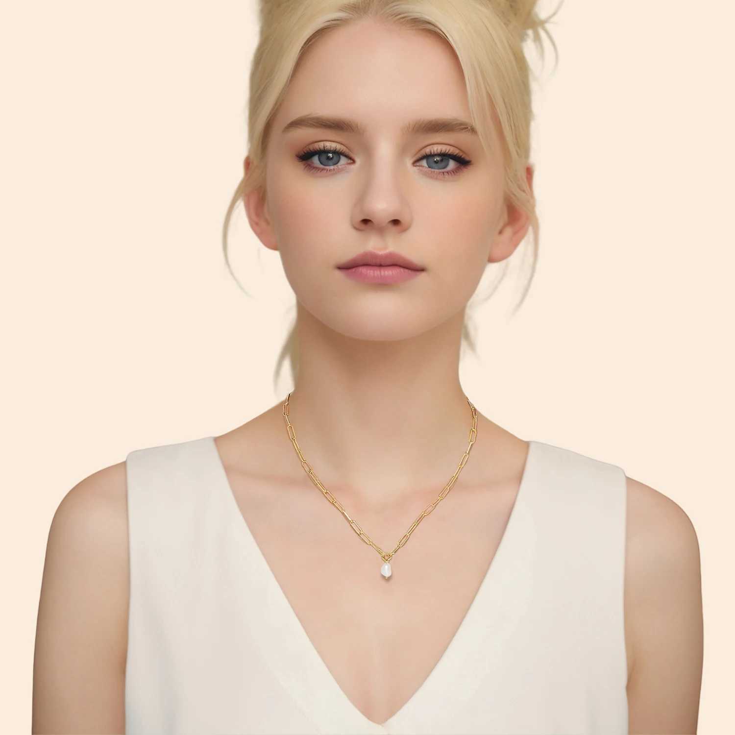 UHBINYCA Elegant Natural Pearl Necklace Suitable for Women Stainless Steel Chain and OT Buckle Anti Rust Jewelry X241123
