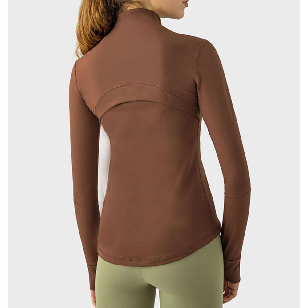 Autumn Winter New Zipper Jacket Quick-Drying Yoga Clothes Long-Sleeve Thumb Hole Training Running Jacket Women Slim Fitness Coat