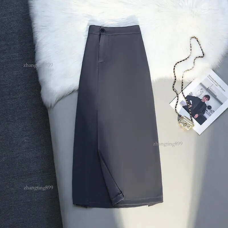 Skirts Korean Style A Line Long Women Spring Summer High Waist Split Skirt Woman Elegant Office Midi Ladies