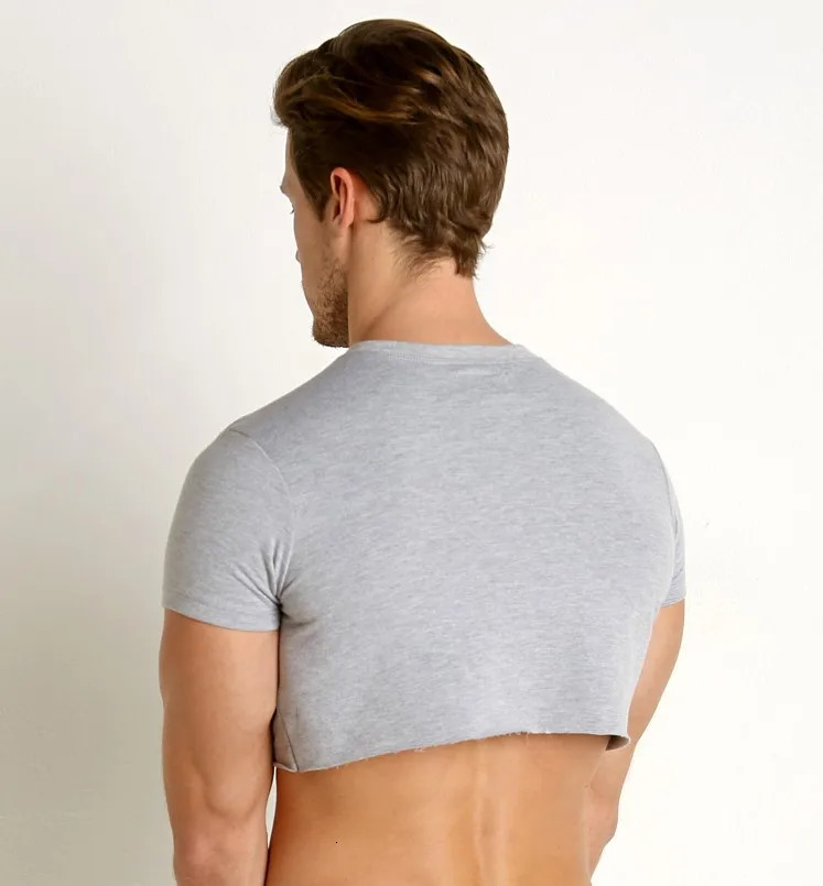 Summer Mens Super Short T - Shirt Gym Coat Sport Bottom Sexy Stage Costume 240415