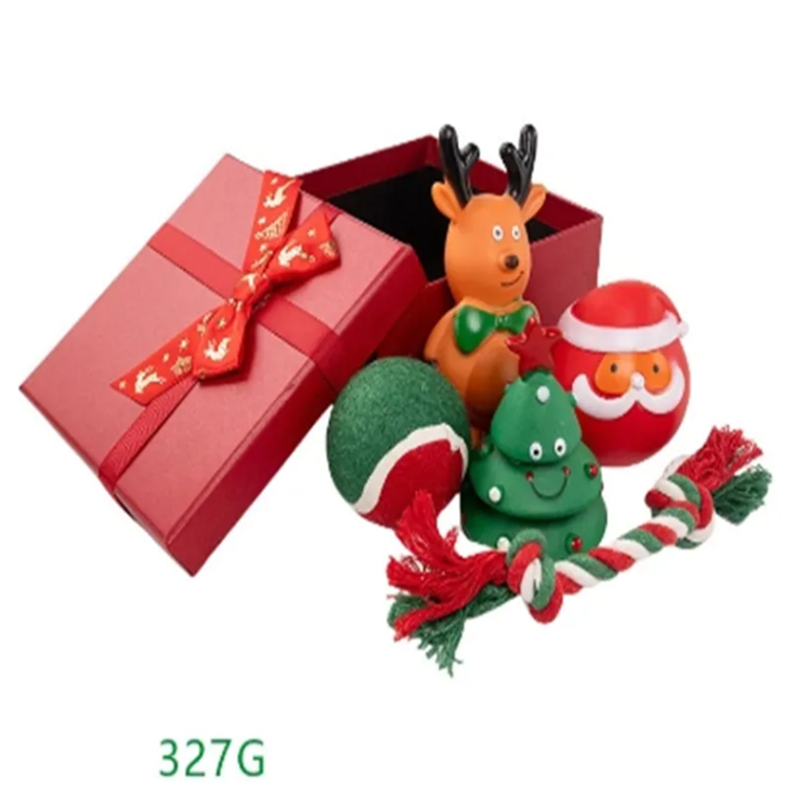New Year Christmas Dog Stocking Toys Set with Squeaky Toys Santaelk Pet Dog Toy
