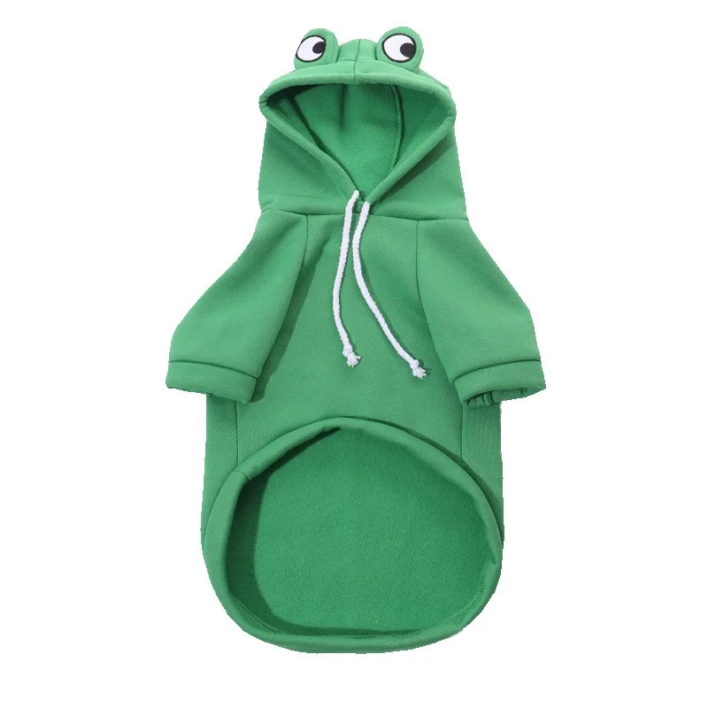 Autumn Winter Dog Hoodies for Small Dogs Cat Cute Frog Print French Bulldog Puppy Soft Warm Fleece Costume Chihuahua Sweatshirts