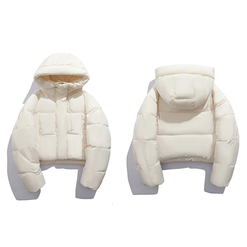 Fall Winter Coat Women Cropped Parkas with Hooded Warm Casual Oversized Loose Jacket Puffer Fashion Streetwear Coats 241120