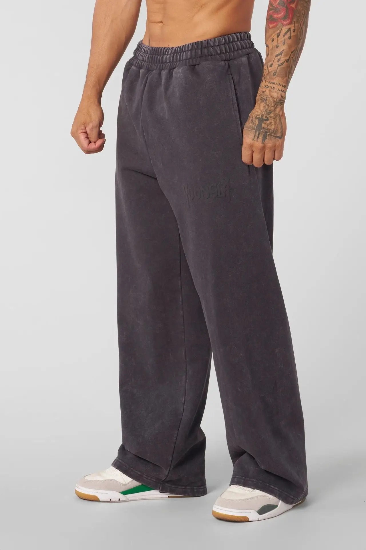 American Autumn and Winter Sweatpants Mens Fitness Loose Heavy Weight Cotton foam Printed Casual Pants 241121