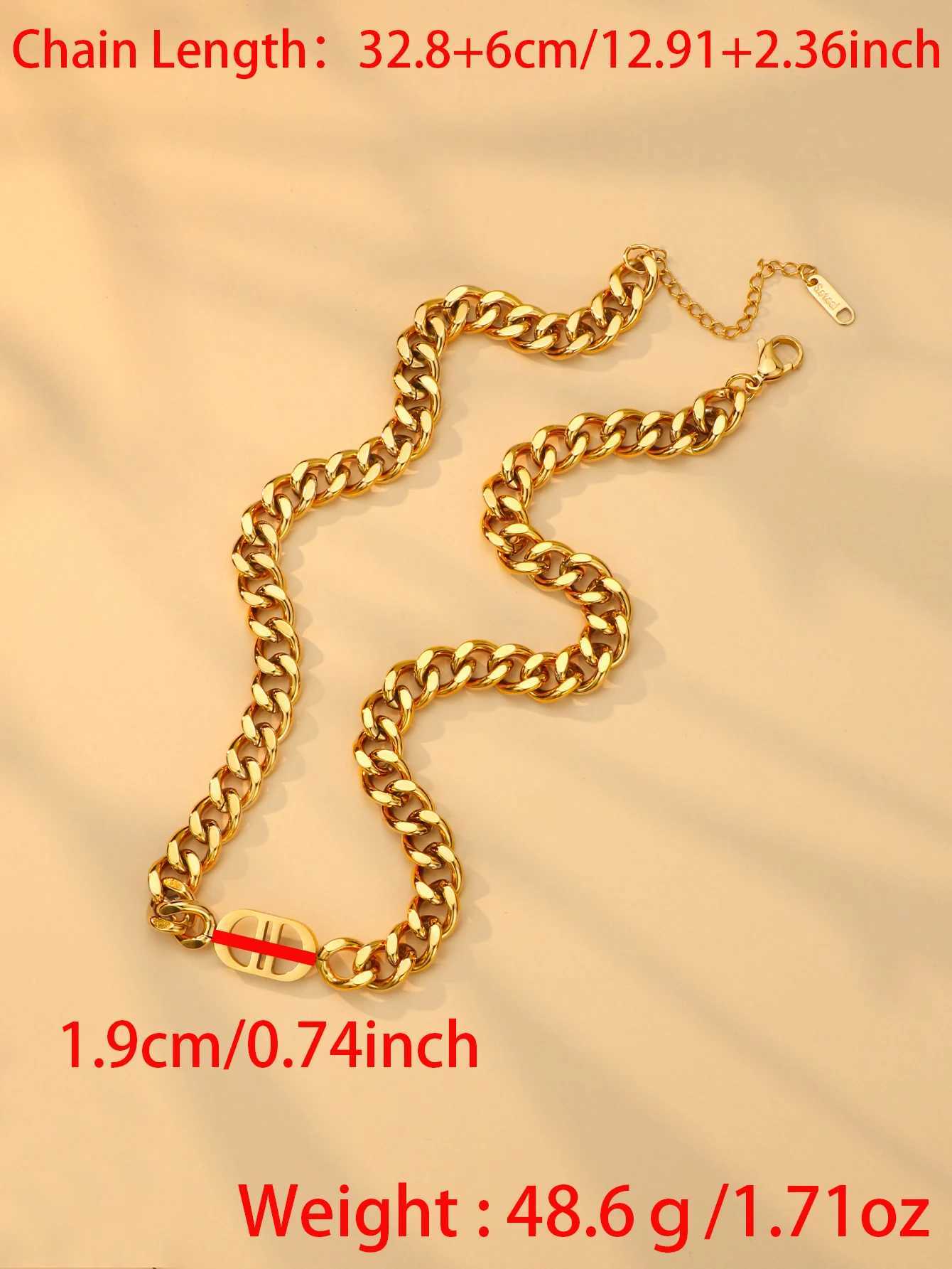 1 Korean fashion gold heavy-duty chain letter D necklace suitable for womens hip-hop punk parties durable stainless steel jewelry X241123
