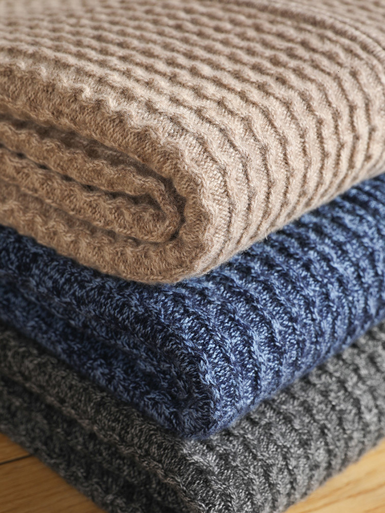 Men's 100% Wool Cardigan - Stand Collar Zipper Jacket, Jacquard Knit, Business Casual, Thick Sweater Coat