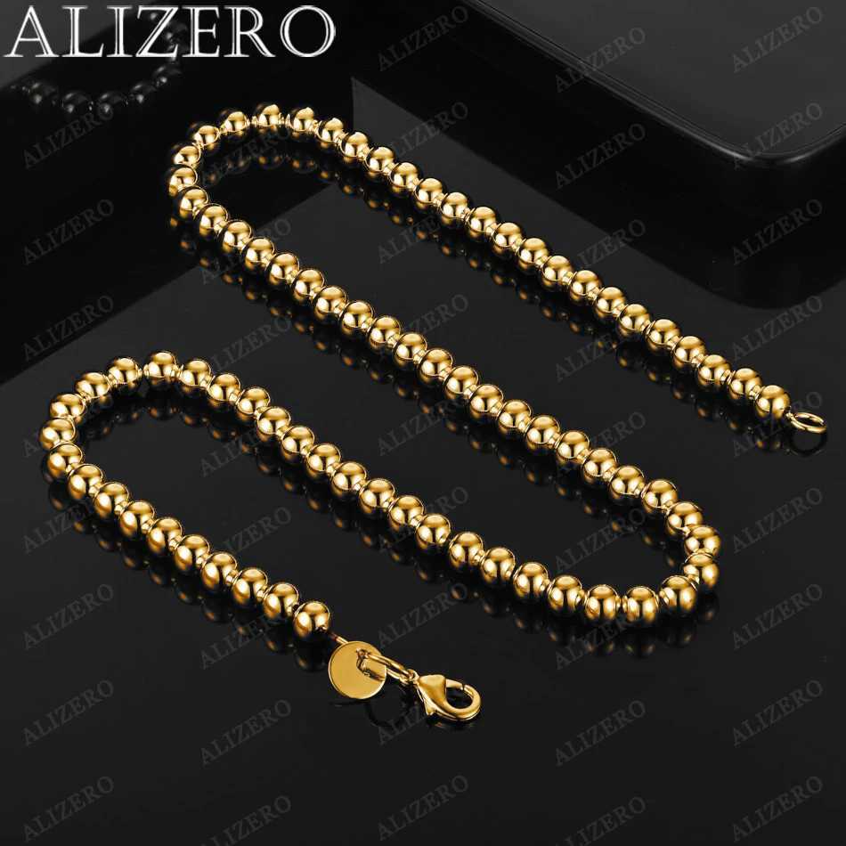ZERO 18K gold smooth 6mm bead necklace 18 inches womens and mens exquisite jewelry wholesale personalized trend bead necklace X241123