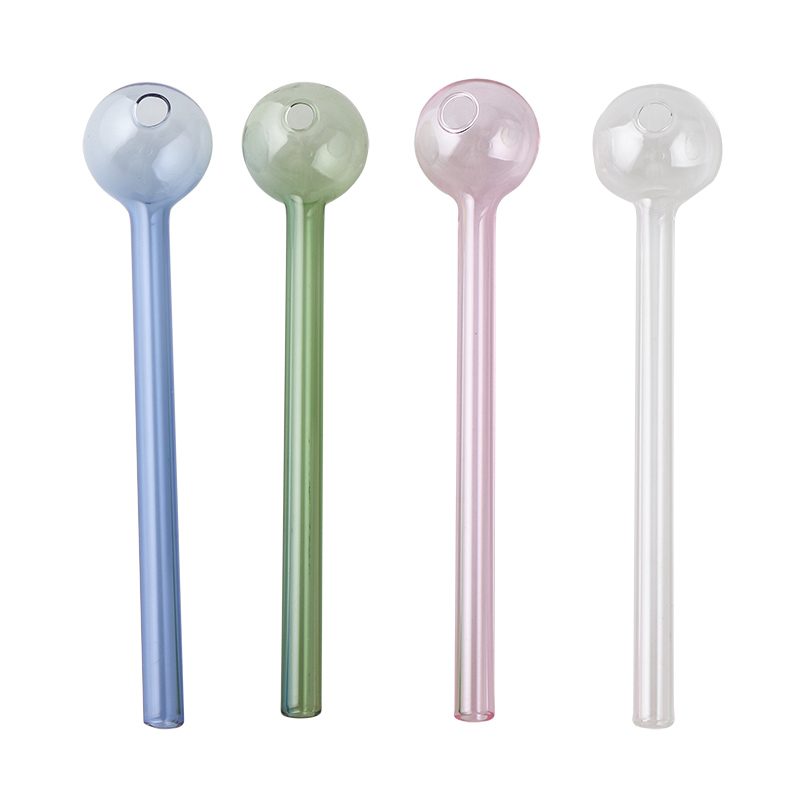 Glass Oil Burner With 6.0 Inch/ 15cm Length Clear Blue Pink Green Pipe Water Hand Pipes Accessories