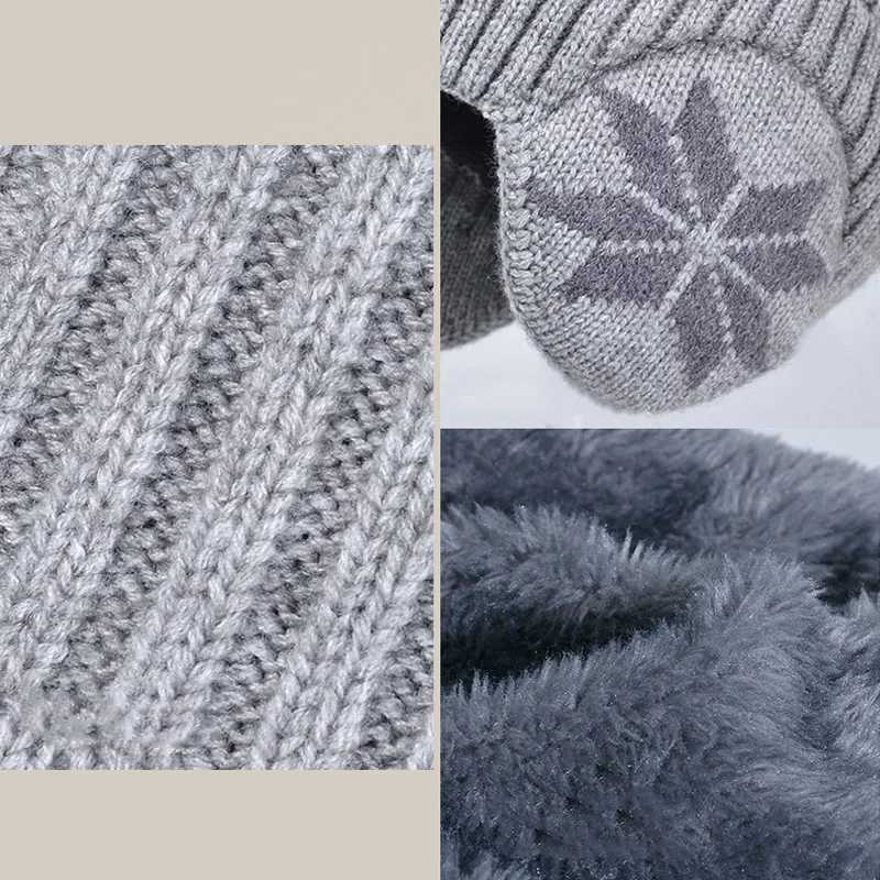 Winter childrens knitted hat scarf 2 pieces childrens hat collar warm skiing childrens Beanie with earrings plush lining childrens hat set 4-10Y W2412