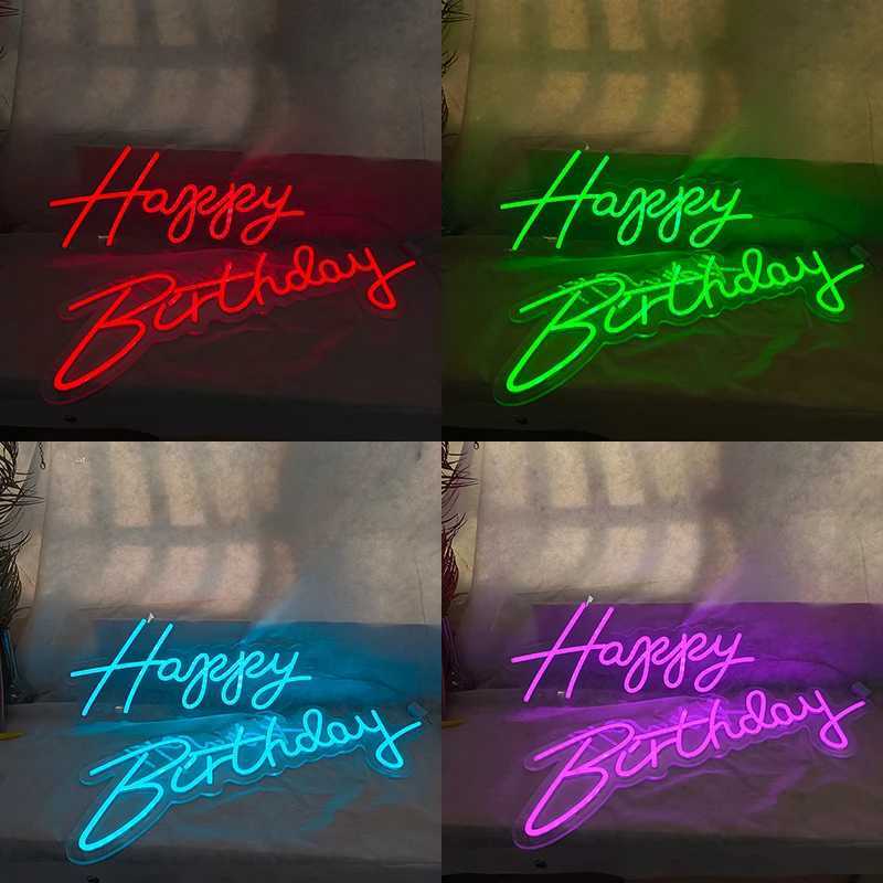 Happy Birthday 30 Inches LED Neon Lighted Sign Transparent Acrylic Base Neon Sign for Birthday Backdrop Decor Party Favors Z241123