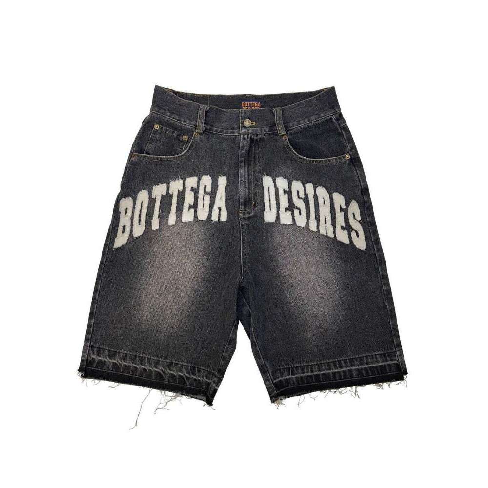 Rindu American Street Haruku Retro Denim With Letter Embroidery Oversized Jeans Men Y2k Loose Casual Versatile Shorts Women