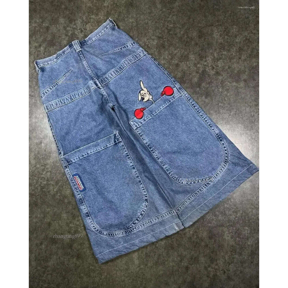 Men's Jeans Harajuku Personality Big Pocket Boxing Kangaroo Print Wash Wide Leg Y2K HipHop Street Casual Loose Denim For Men And Women