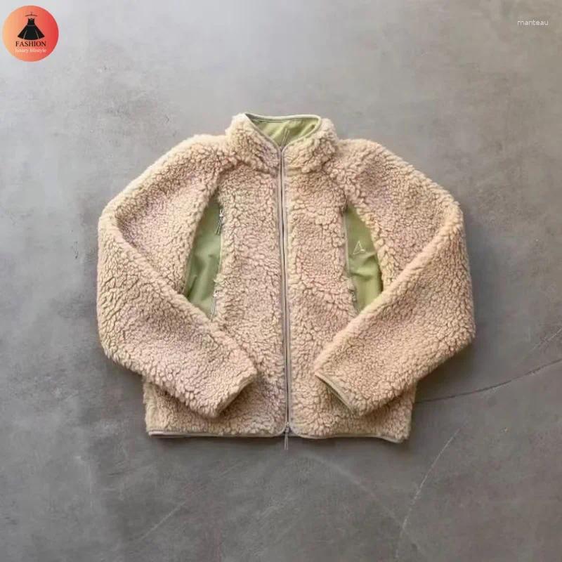 Men's Jackets Heavy Industry ROA Mountain Lamb Suede Deconstructed Patchwork Zip Jacket High Quality 1:1 Almond Women Coats