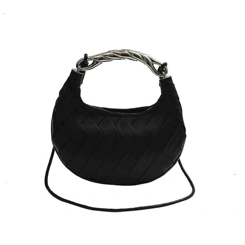 leather woven shoulder cross body European and American trend texture fashion garbage bag