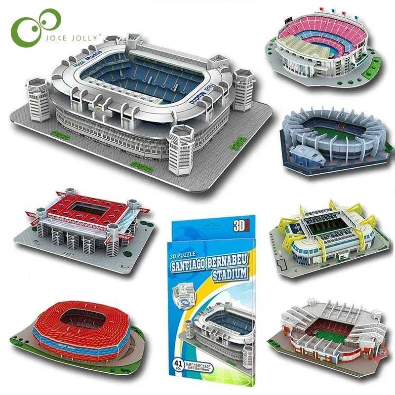 Mini football field 3D DIY puzzle world-renowned sports stadium model football game peripheral toys fans birthday toy gifts DDJ X241122