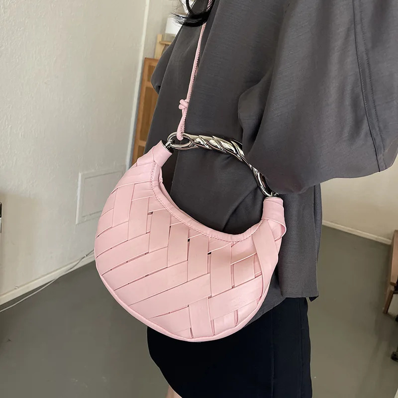 leather woven shoulder cross body European and American trend texture fashion garbage bag