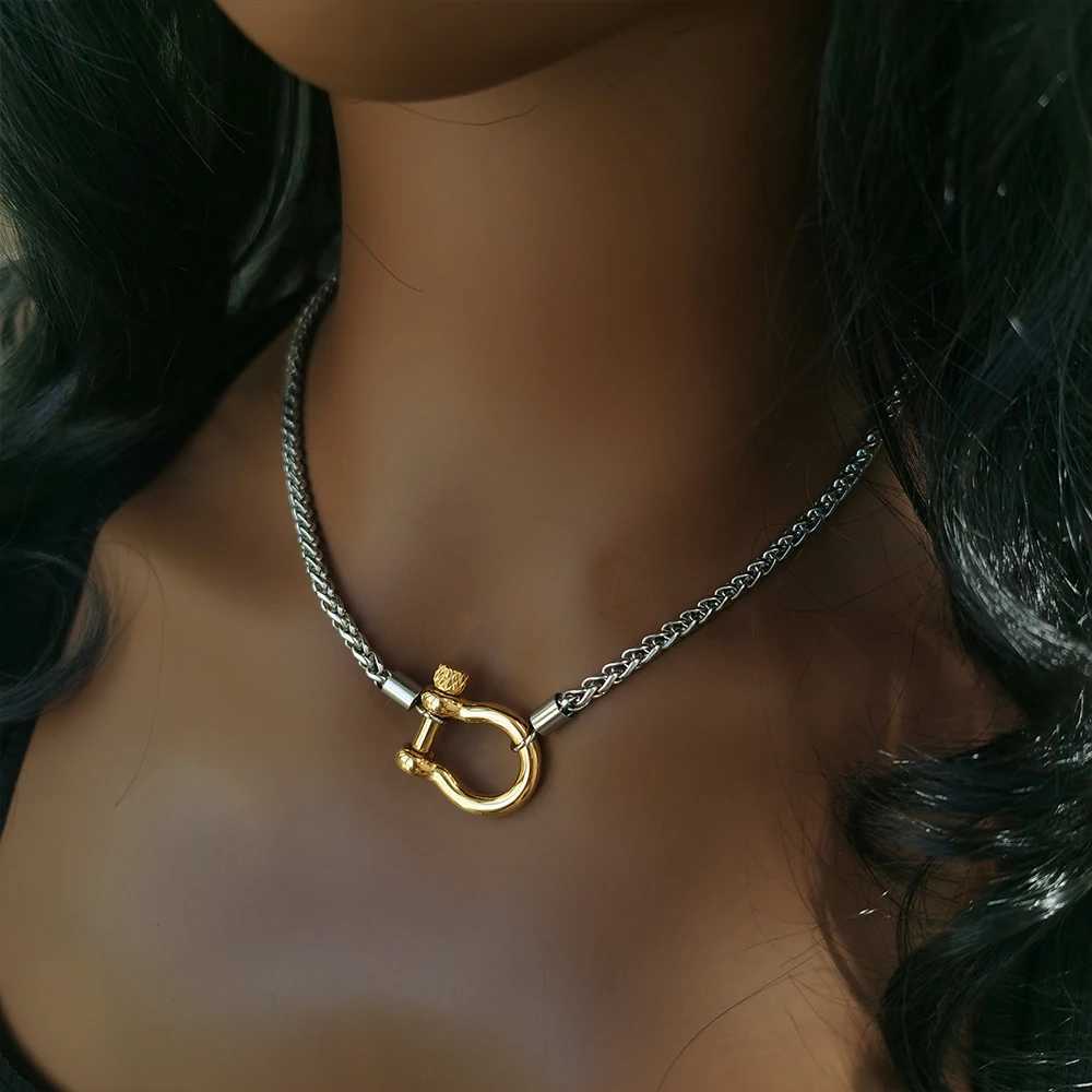 Oil free waterproof jewelry 18K gold-plated stainless steel rope chain necklace two tone necklace YF3383 X241123