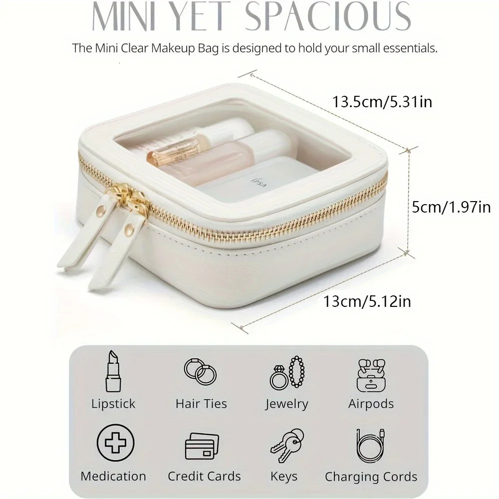 Small Cosmetic Bag for Purse Mini Makeup Cute Clear Pouch Travel Organizer Case Toiletry Waterproof Square Zipper 241115