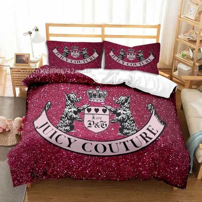Bedding sets Juicy Couture All Season Twin Bedding Set 3 Piece Comforter Set Bed Duvet Cover Double King Comforter Cover T240422