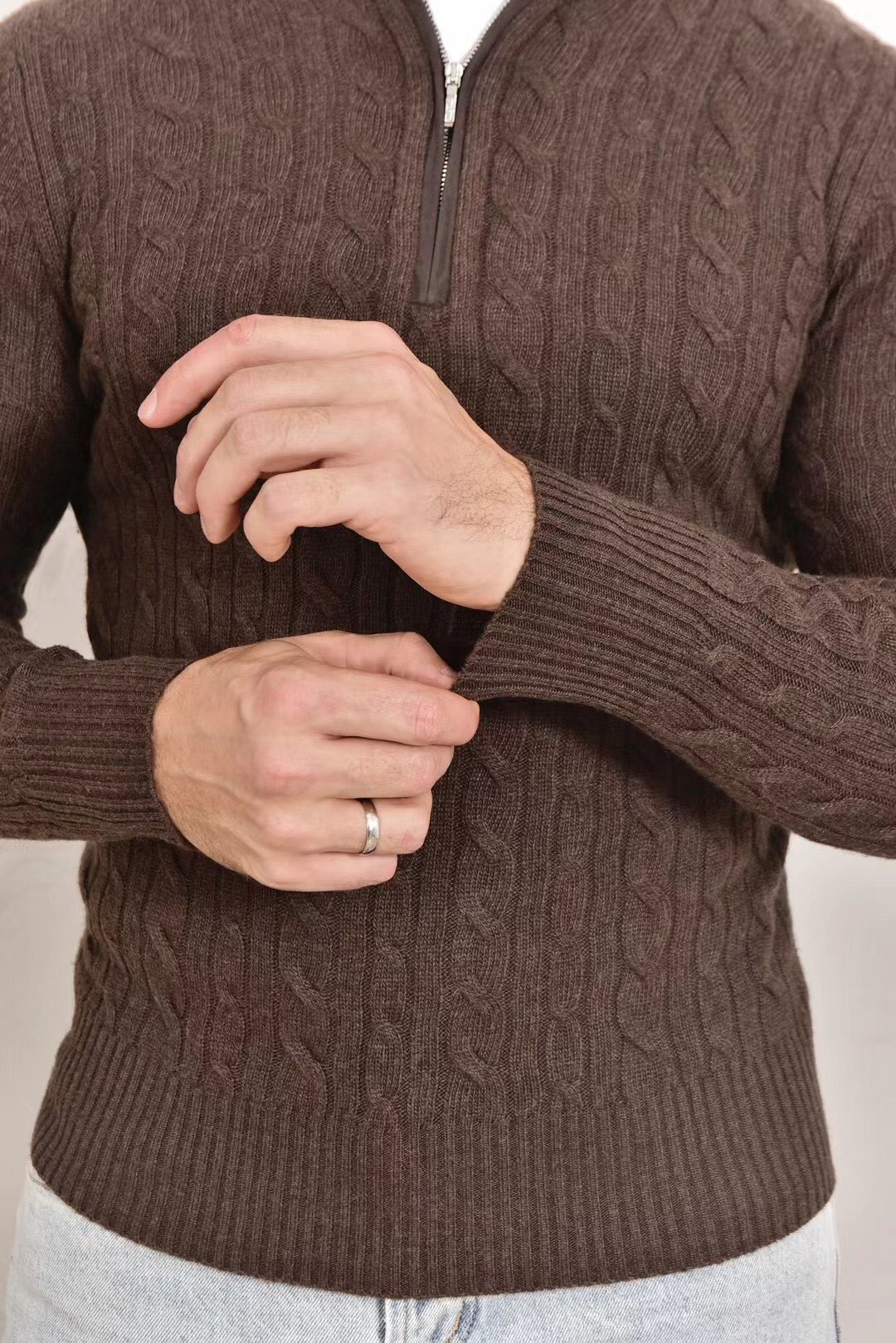 Autumn Winter L*P Men's Cashmere Half-Zip Knitted Long-Sleeved Top Male Fashion Pullover Sweater