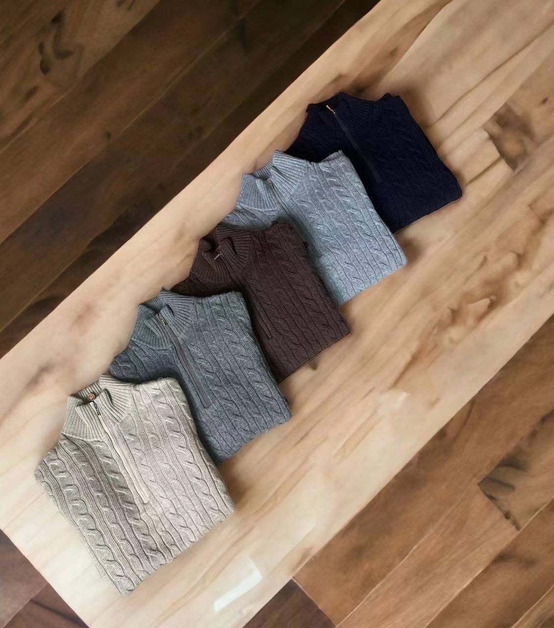 Autumn Winter L*P Men's Cashmere Half-Zip Knitted Long-Sleeved Top Male Fashion Pullover Sweater