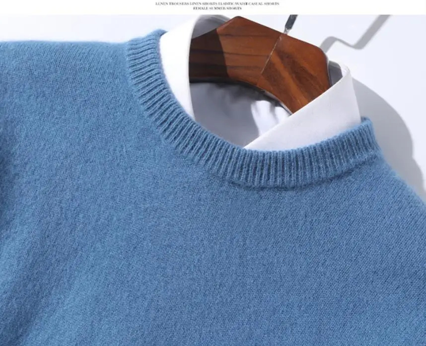 100% Cashmere Sweater Mens Pullover Autumn Winter Soft and Warm Knitted Sweater 241121
