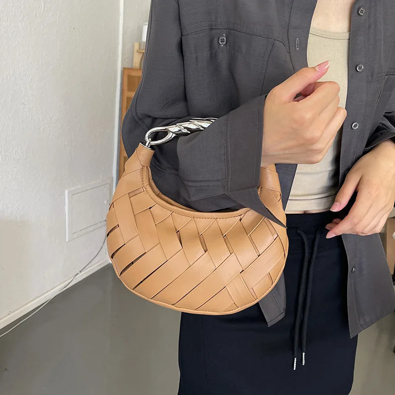 leather woven shoulder cross body European and American trend texture fashion garbage bag