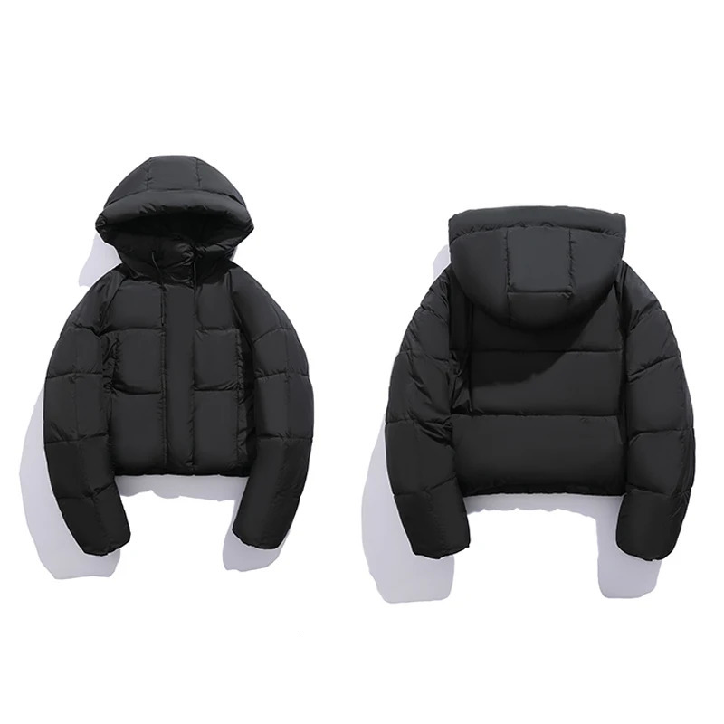Fall Winter Coat Women Cropped Parkas with Hooded Warm Casual Oversized Loose Jacket Puffer Fashion Streetwear Coats 241120