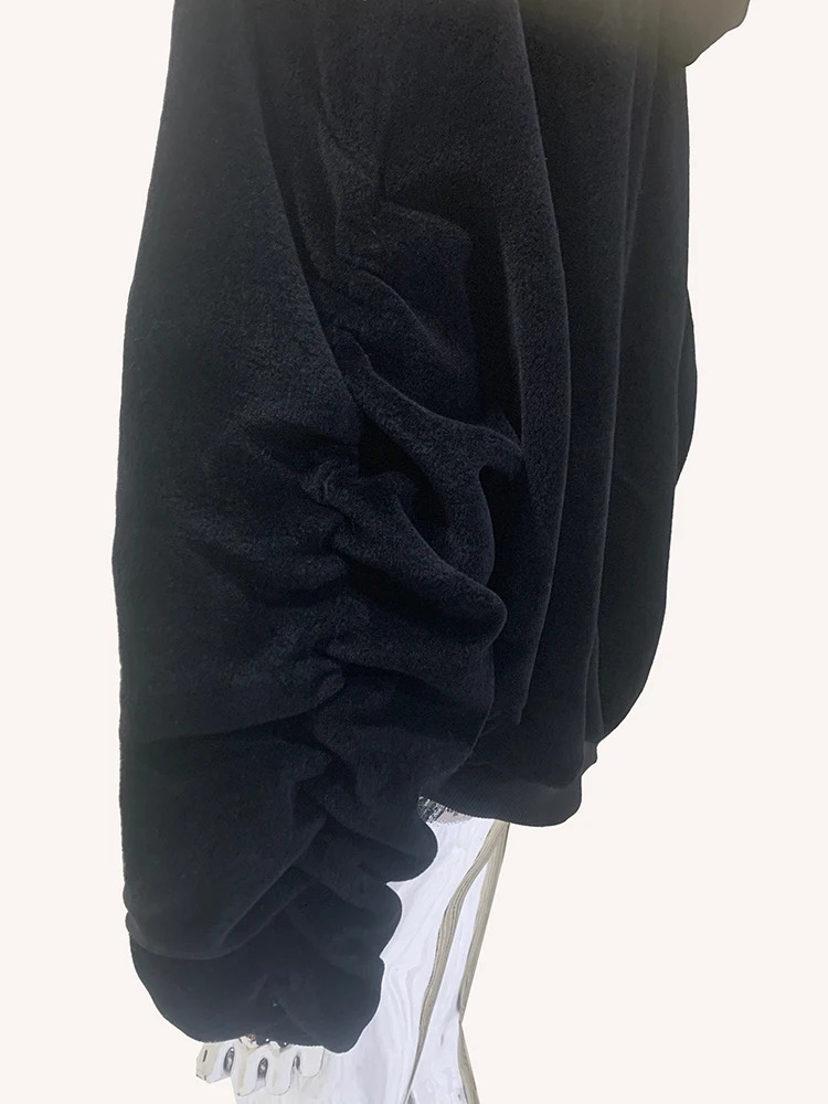 Nerazzurri Autumn Winter Cool Extra Thick Warm Black Fur Coat Mens 2-piece Clothing Hoodie Fluffy Armor Jacket 241122