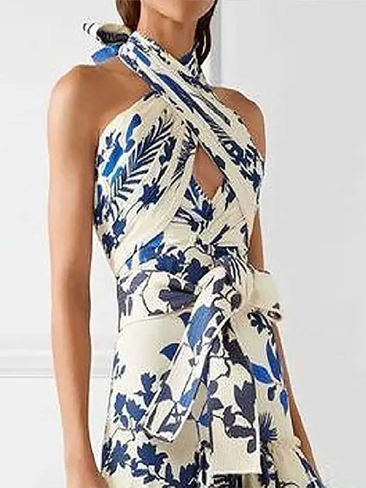 Ele Wens Printed Vestidos Strapless Neck Dress Fem Formally Wearing Aesthetic Layered Hem Party Dress M241123