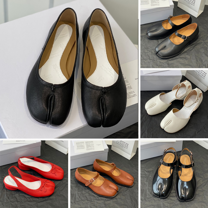 2025 Tabi Ballerina Shoes Designer Sandals Semi-Casual Shoes Ballet Flat leather Mirror Quality Ankle Heel Slipper Boots Lambskin Calf Dance Size 35-43