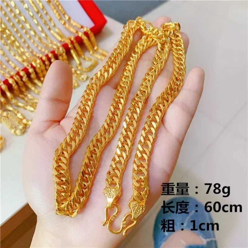 AU999 Gold Necklace New Thick Boss Chain Transfer Mens 24K Pure 60cm Jewelry Customized Fashion Necklace ORNA X241123