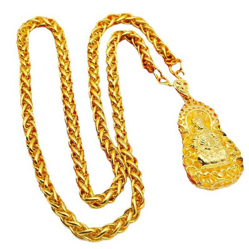 18K womens alloy necklace Guanyin gold dragon pendant Kravik chain wedding engagement non fading jewelry gift X241123