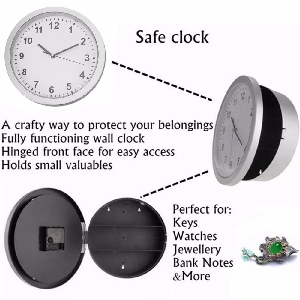 Hidden safe Large Wall Clock safety box secret secuirty box Money Jewellery Stuff Storage home office Cash Safes wholesale 240420