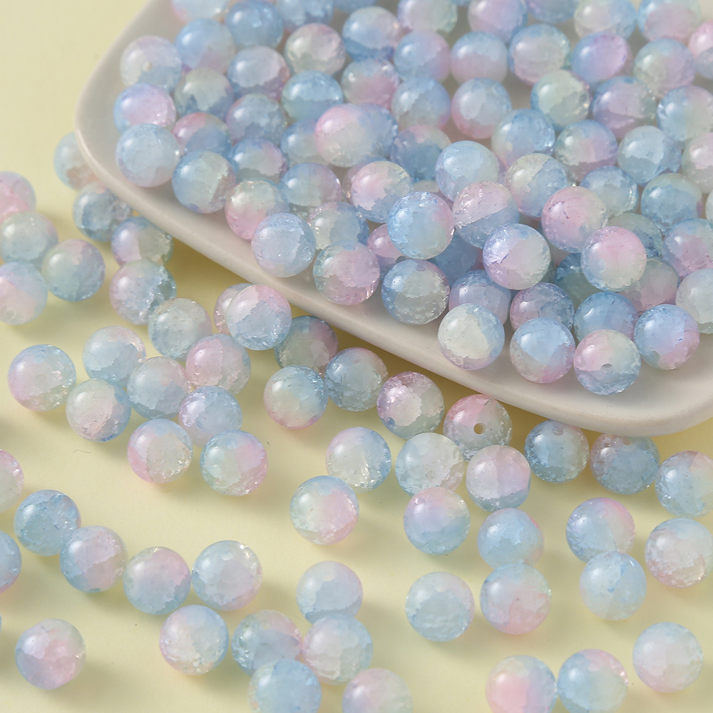 10mm Crackle Lampwork Beads Handcrafted Glass Round Beads Crystal Beads Beading Bracelet Jewelry Making