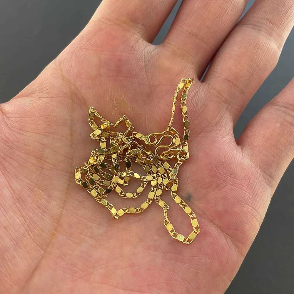 24K gold necklace with gold-plated blade chain belt chain Kravik chain womens necklace 45CM/50CM X241123