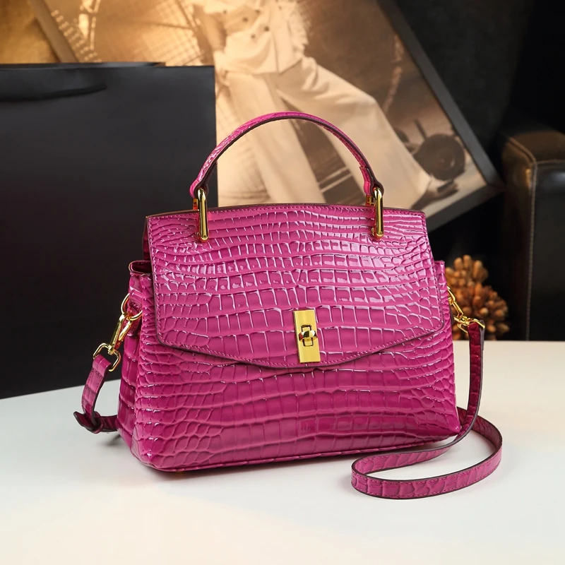 Luxury Fashion Genuine Leather Women's Handbags TLXT New Lady Portable Shoulder Bag Messenger Bag Crocodile Pattern Top Handle Bags Shoulder Bag Designer