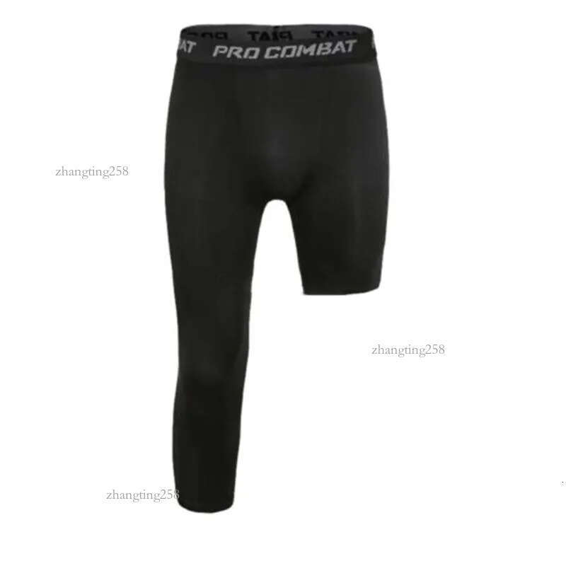 Men's Pants Men One Leg Compression 3/4 Capri Tights Athletic Basketball Base Layer