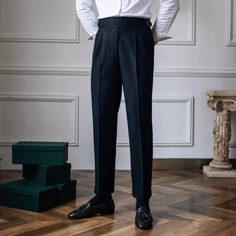 Mens Light Luxury Naples slim fit dress pants fashionable casual solid color British retro high-end elegant popular casual Trouser W24241123