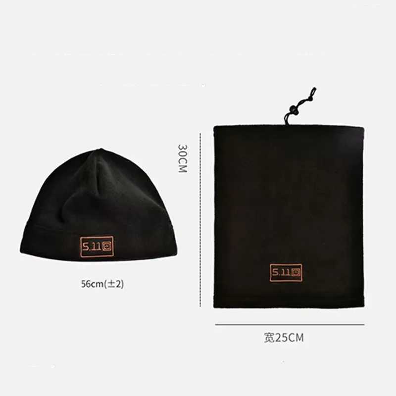 Tactical Fleece Hat Scarf Set Thermal Head Cover Winter Warm Balaclava Face Mask Sports Cycling Bonnet Neck ProtectorW250512