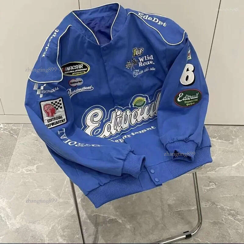 Men's Jackets 2022 Unisex Racing Jacket Four Seasons Casual Varsity Coat Baseball Letter Embroidery Locomotive Men Streetwear