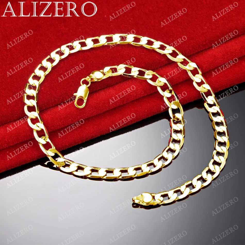 ZERO 18K Gold Necklace 16/18/20/22/24/26/28/30 inches 12mm Flat Edge Chain Necklace suitable for men women fashionable and exquisite jewelry gifts X24