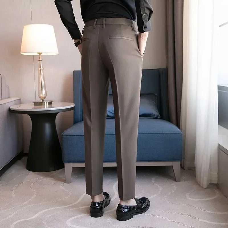British mens suit pants brown black fashionable formal business casual pants straight slim fit mens Trouser official wedding dress W24241123