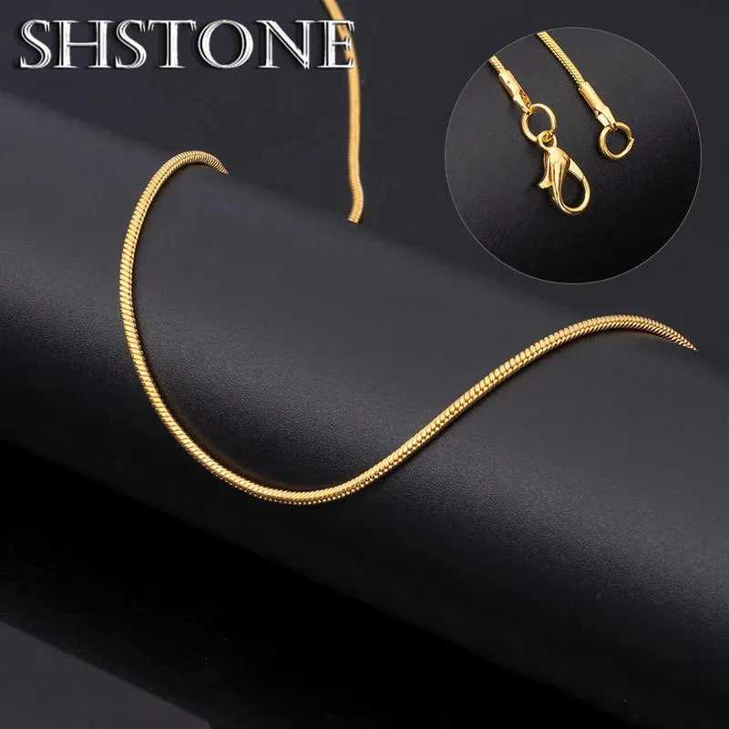 SHSTONE Womens 18K Gold 1mm/2mm/3mm Snake Chain Necklace Fashion 925 Pure Silver 40-75cm Chain Necklace Party Jewelry X241123