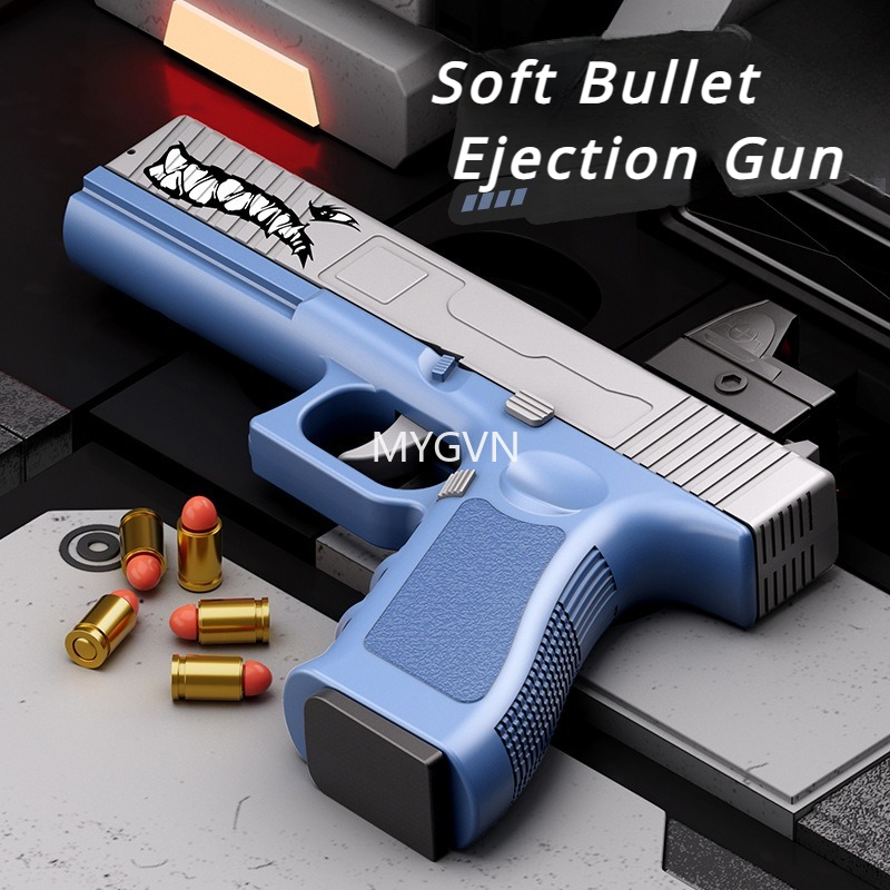 Blowback Shell Ejection Mechanical Launcher Manual Soft Bullet Continuous Firing Pistol Cs Outdoor Game Prop Children Adult Birthday Gift Toys for Boy