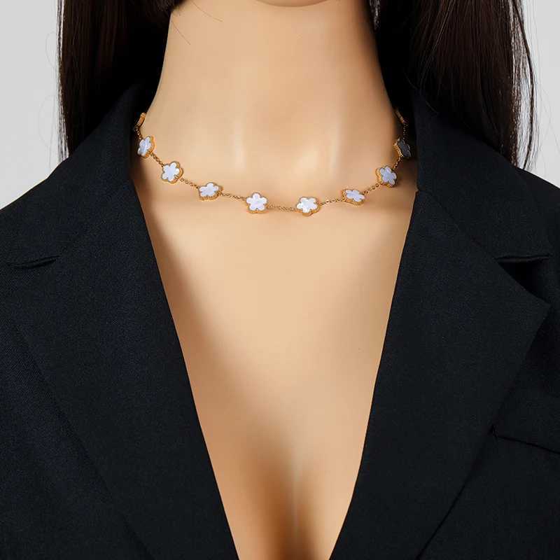 EILIECK 316L stainless steel white plum blossom necklace womens fashion party gift necklace chain jewelry X241123