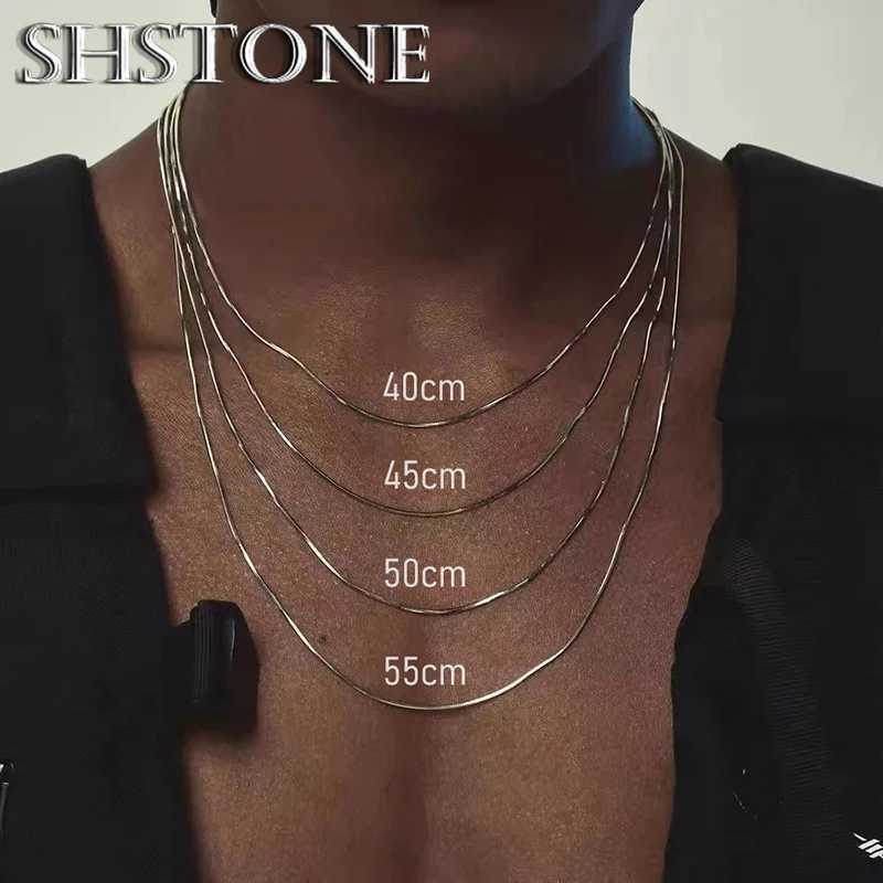 SHSTONE Womens 18K Gold 1mm/2mm/3mm Snake Chain Necklace Fashion 925 Pure Silver 40-75cm Chain Necklace Party Jewelry X241123