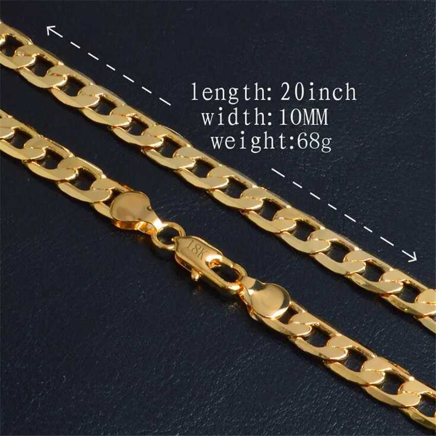 Gold Chain Thick Necklace Hot Long Necklace Fashion Jewelry 18K 4/6/8/10MM 50cm 20 inch Mens Chain Necklace Wholesale X241123